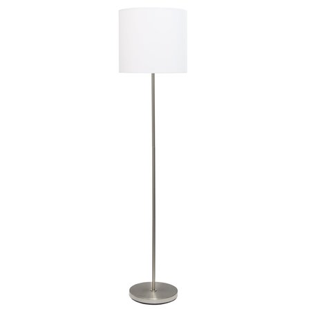 Simple Designs Brushed Nickel Drum Shade Floor Lamp, White LF2004-WHT